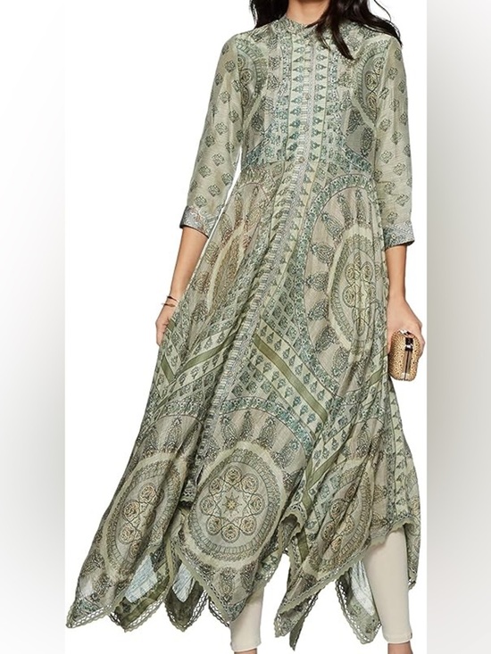 Soft Surroundings Dresses & Skirts - SOFT SURROUNDINGS Green Jardin Majorelle Boho Long Sleeve Handkerchief Dress XL